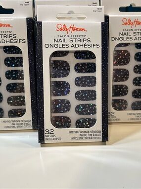 Sally Hansen Black Glitter Press-On Nail Strips